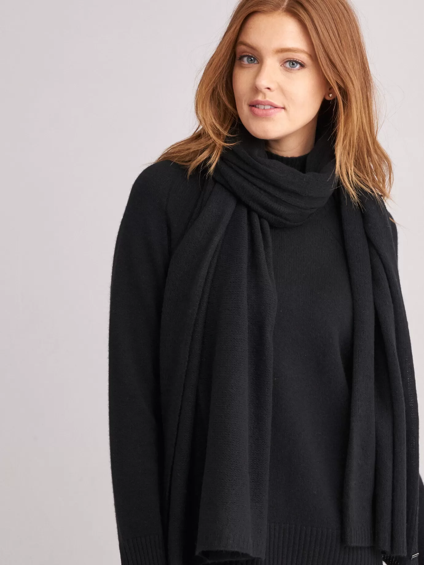 REPEAT cashmere Sjaals<Oversized Sjaal Met Ribdetails Zwart