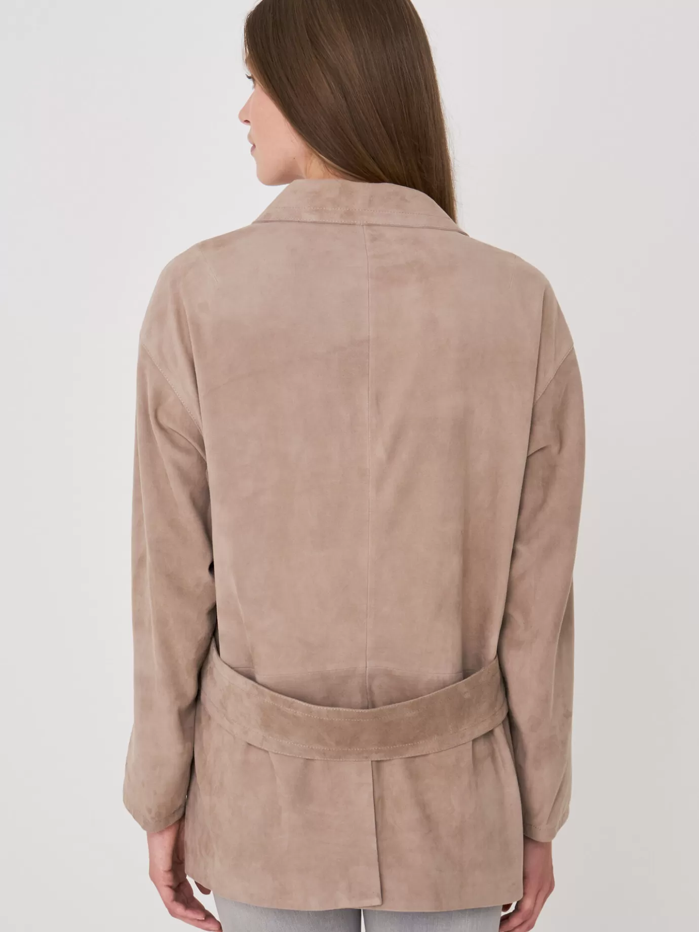 REPEAT cashmere Leer<Oversized Suede Blazer Taupe