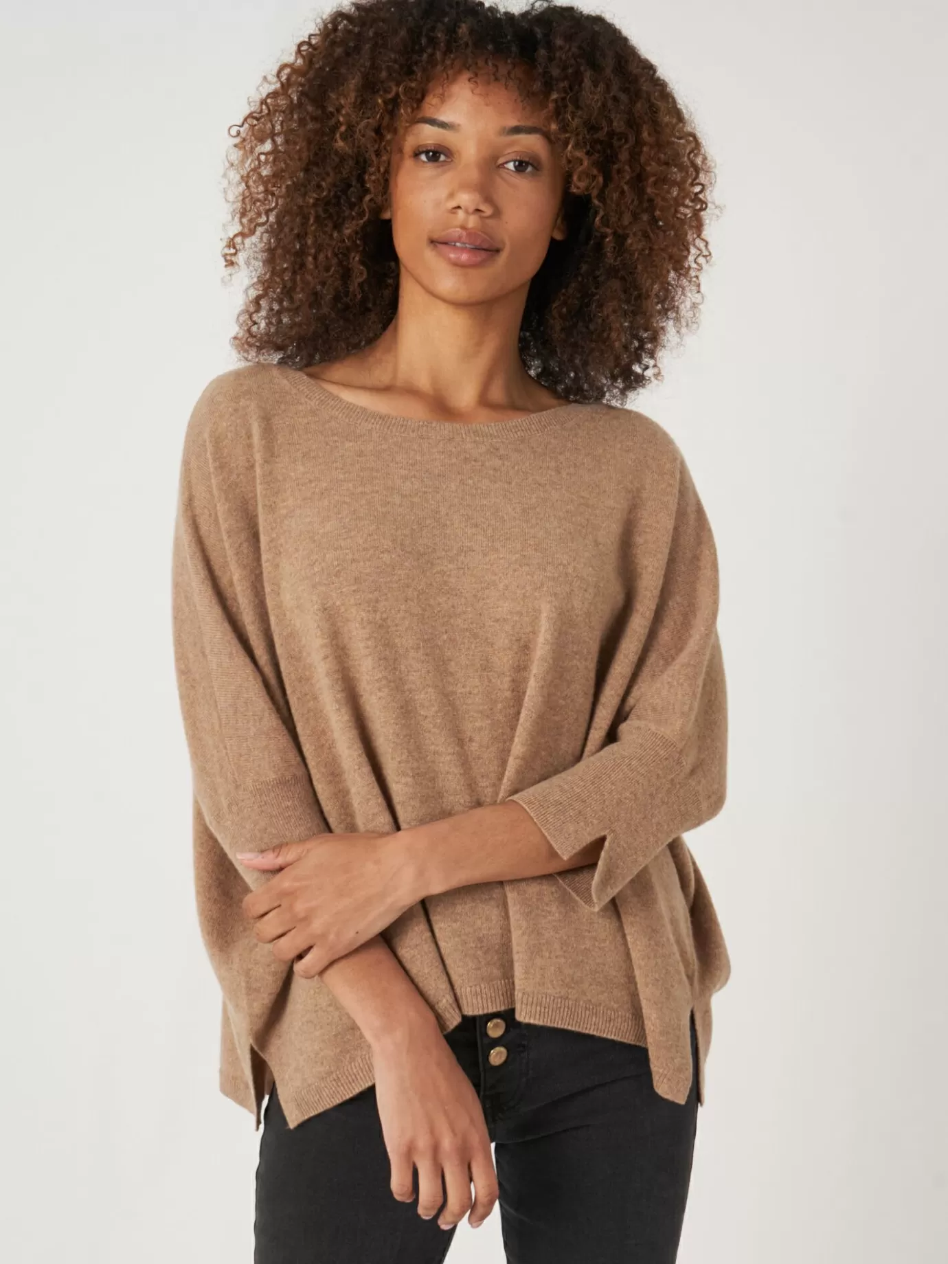 REPEAT cashmere Truien<Oversized Trui Van Biologisch Cashmere Kameel