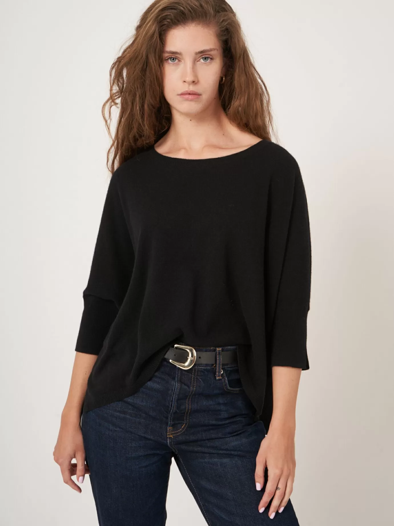 REPEAT cashmere Truien<Oversized Trui Van Biologisch Cashmere Zwart