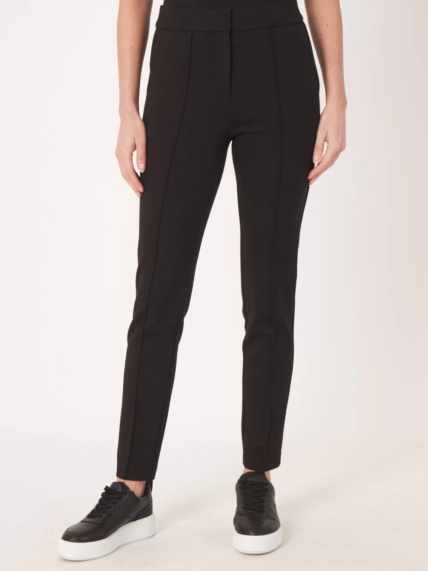 REPEAT cashmere Broeken<Ponte Broek Met Voornaad Zwart