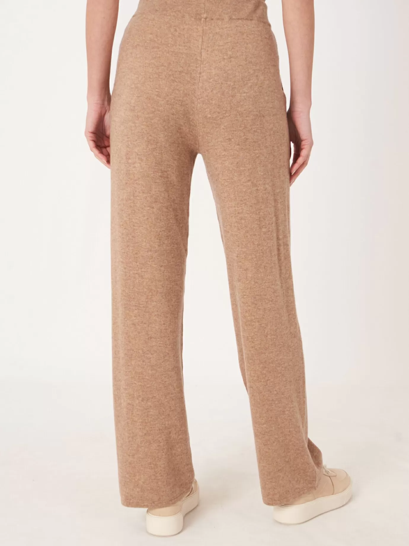 REPEAT cashmere Broeken<Rechte Gebreide Broek Kameel