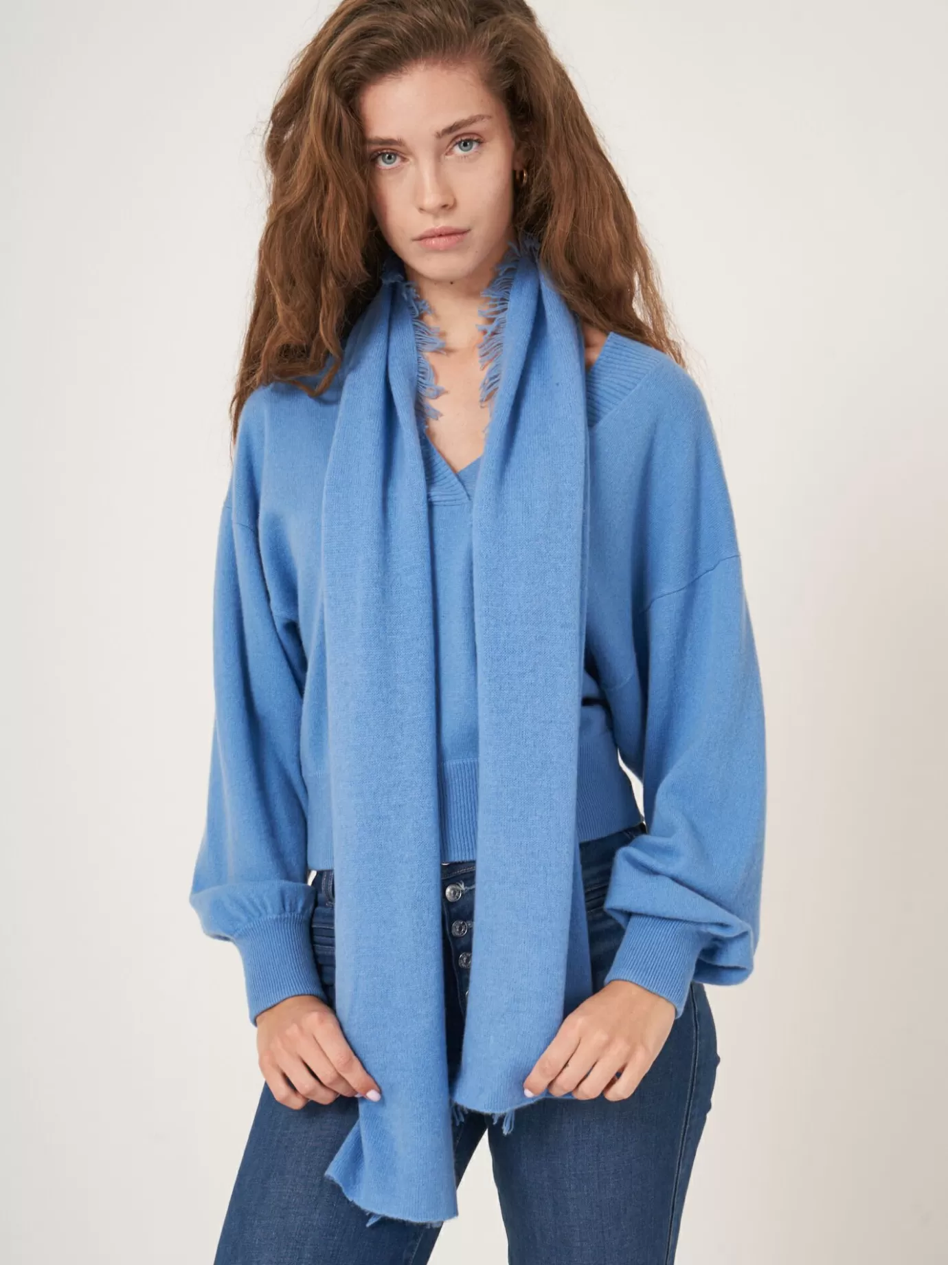 REPEAT cashmere Sjaals<Sjaal Met Franjes Van Biologisch Cashmere Lucht