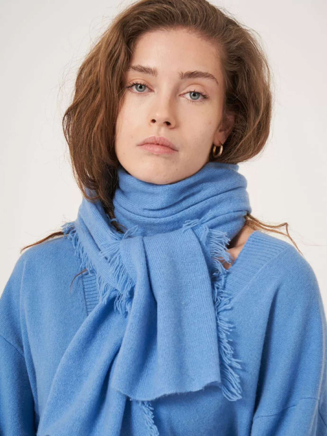 REPEAT cashmere Sjaals<Sjaal Met Franjes Van Biologisch Cashmere Lucht