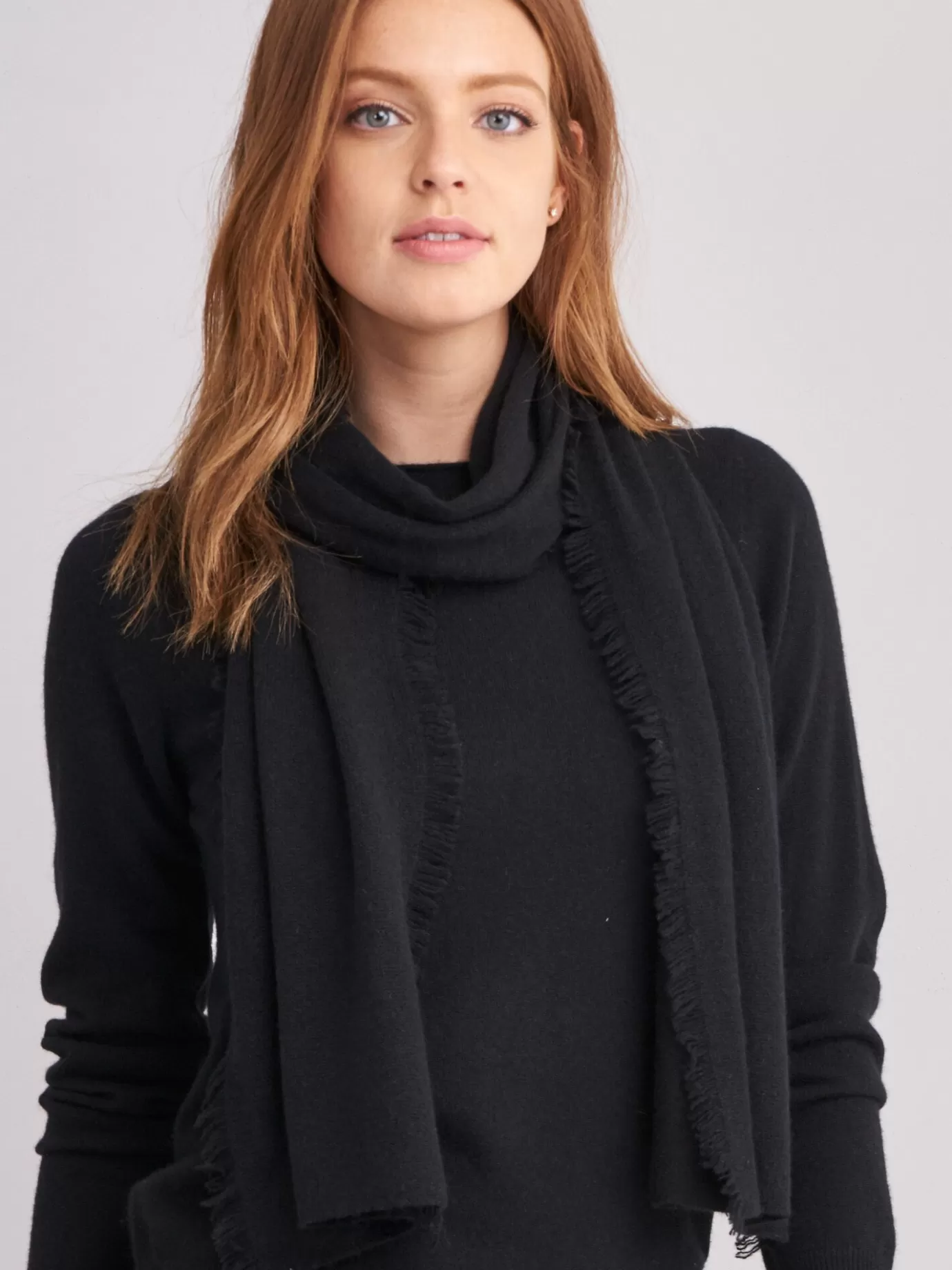 REPEAT cashmere Sjaals<Sjaal Met Franjes Van Biologisch Cashmere Zwart