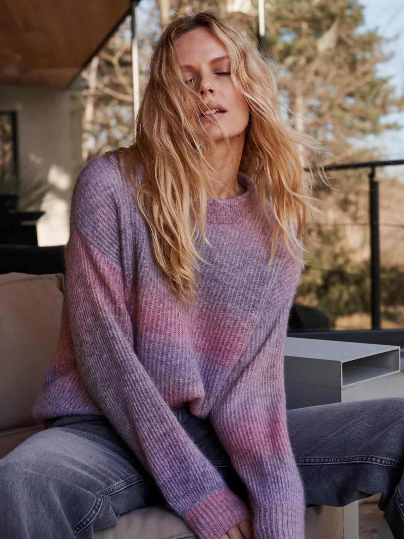 REPEAT cashmere Truien<Space Dye Trui Van Italiaanse Garen Kaneel