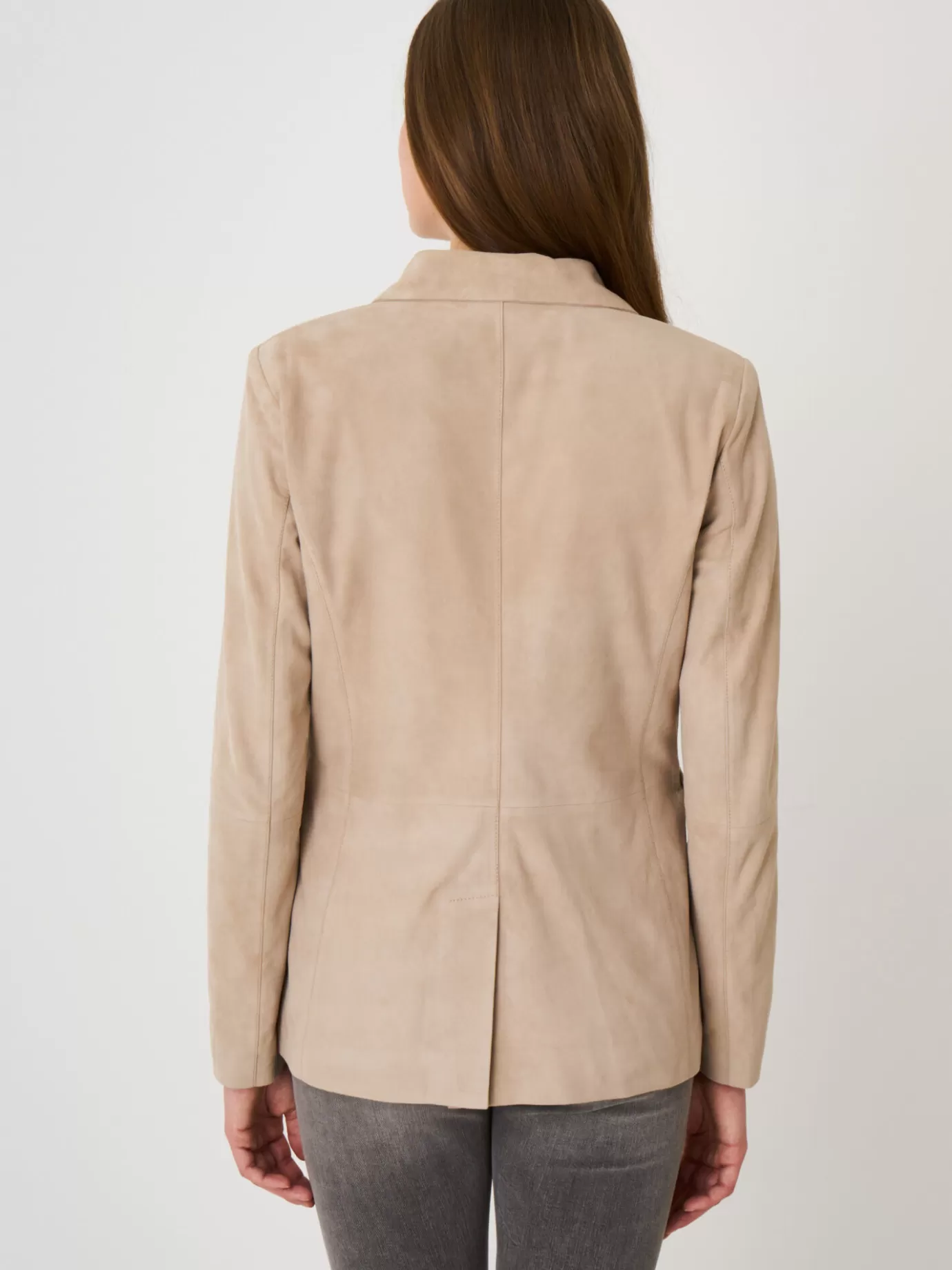 REPEAT cashmere Leer<Suede Blazer Met Getailleerde Fit Noga