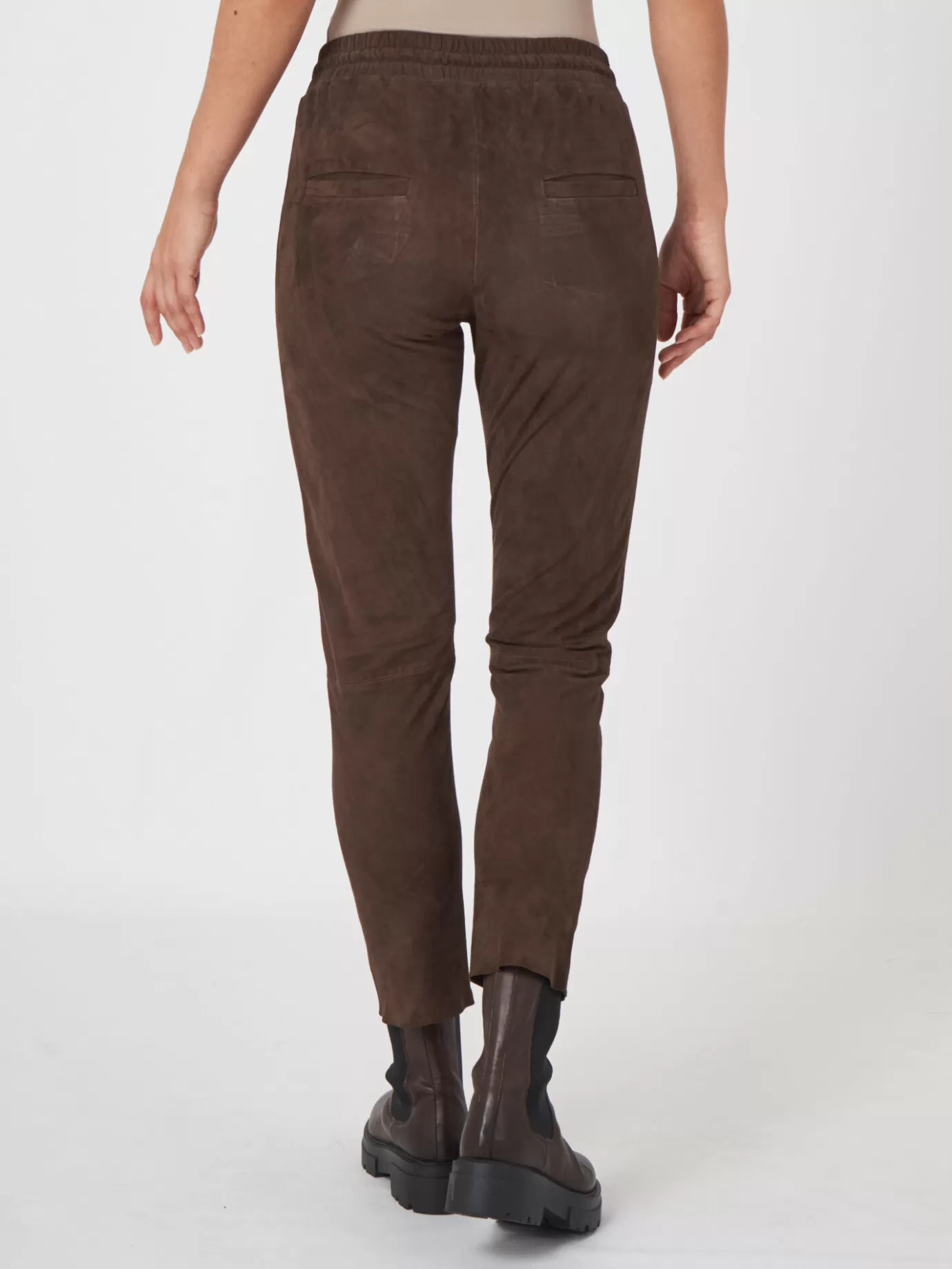 REPEAT cashmere Broeken<Suede Leren Broek Met Elastische Tailleband Morro