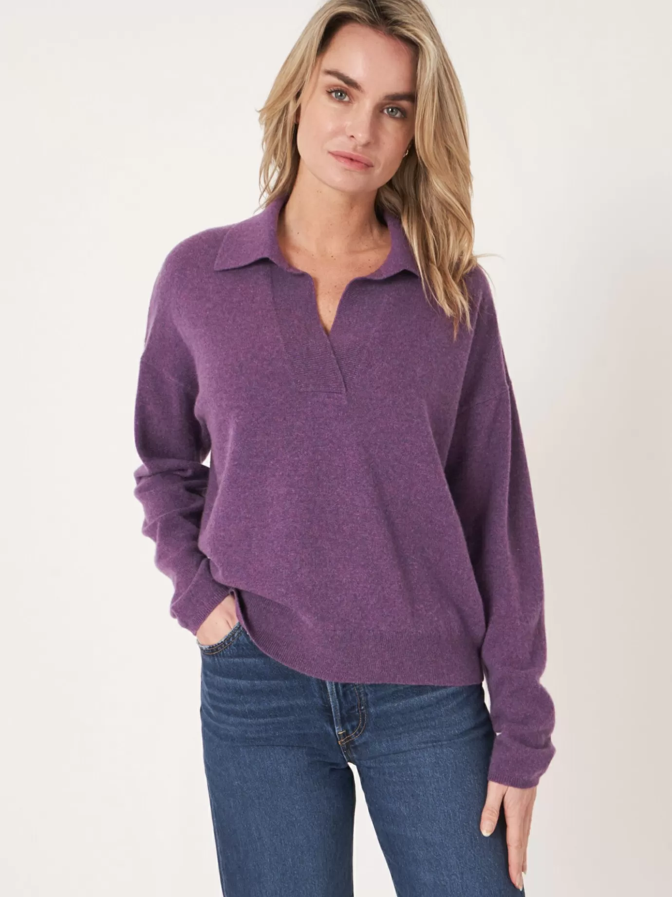 REPEAT cashmere Truien<Trui Met Polokraag Van Biologisch Cashmere Amethist