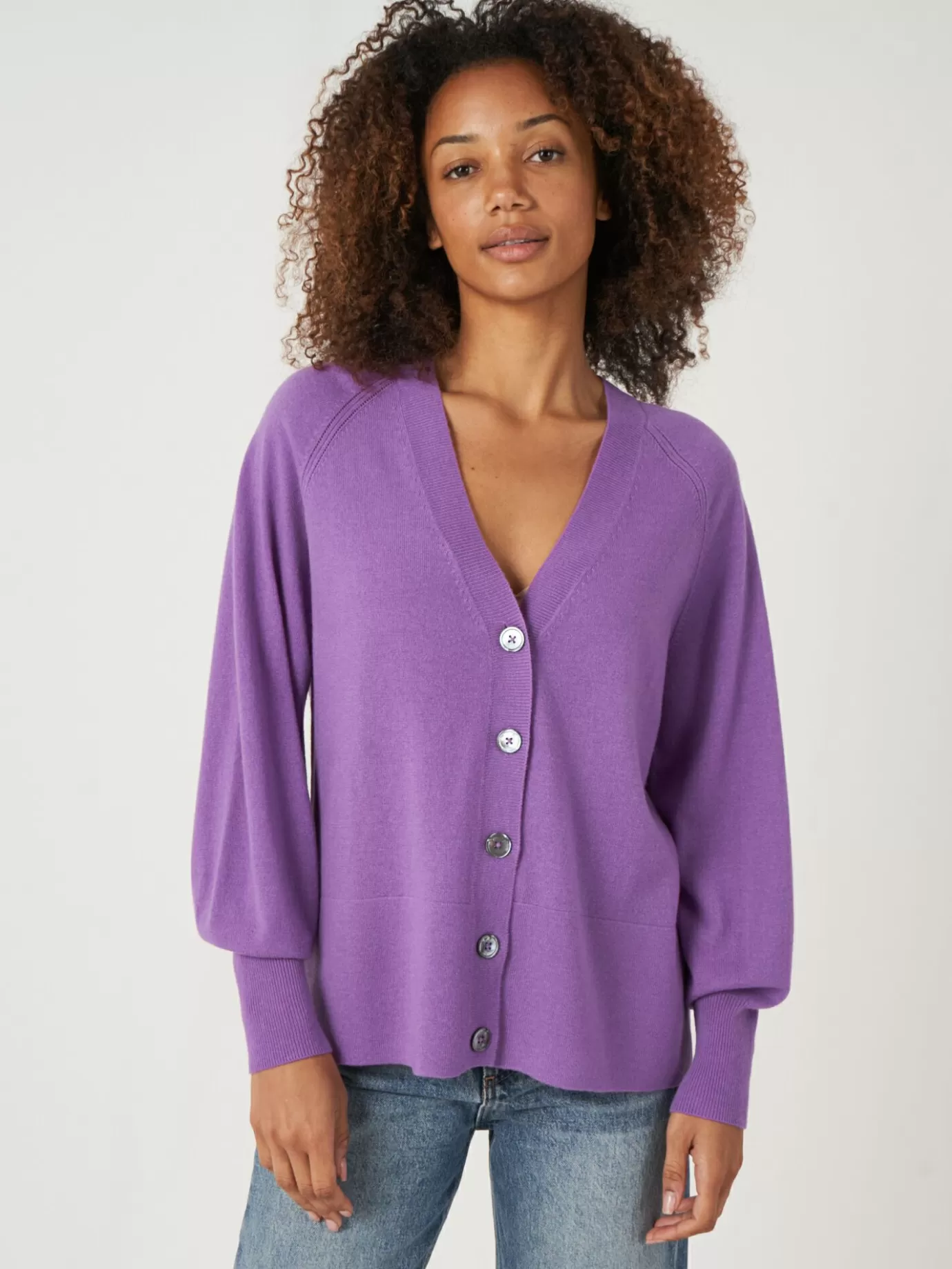 REPEAT cashmere Vesten<Vest Met Knopen En Raglan-Pofmouwen Lila