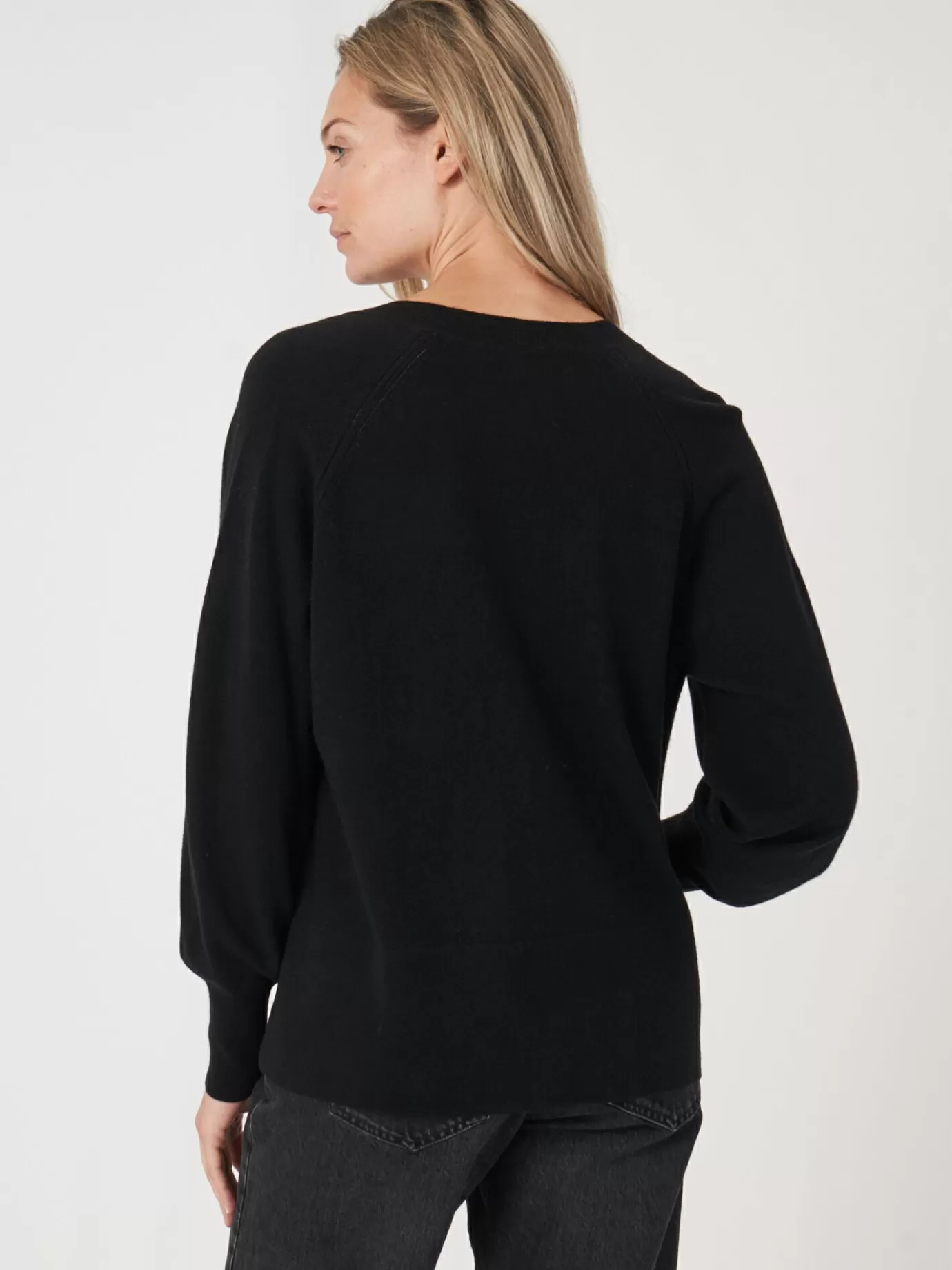 REPEAT cashmere Vesten<Vest Met Knopen En Raglan-Pofmouwen Zwart