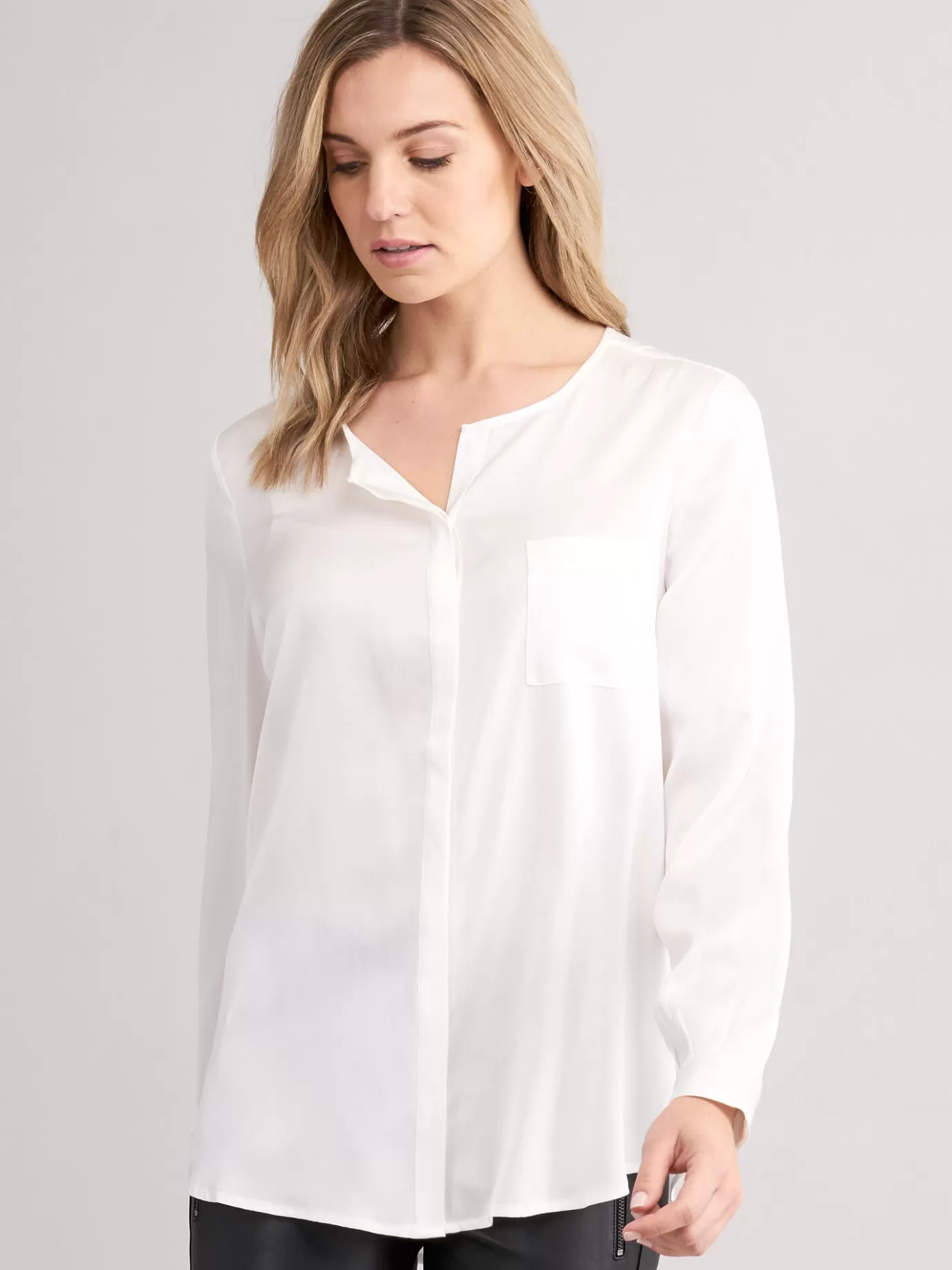 REPEAT cashmere Blouses<Zijden Blouse Met Split In De Hals Room