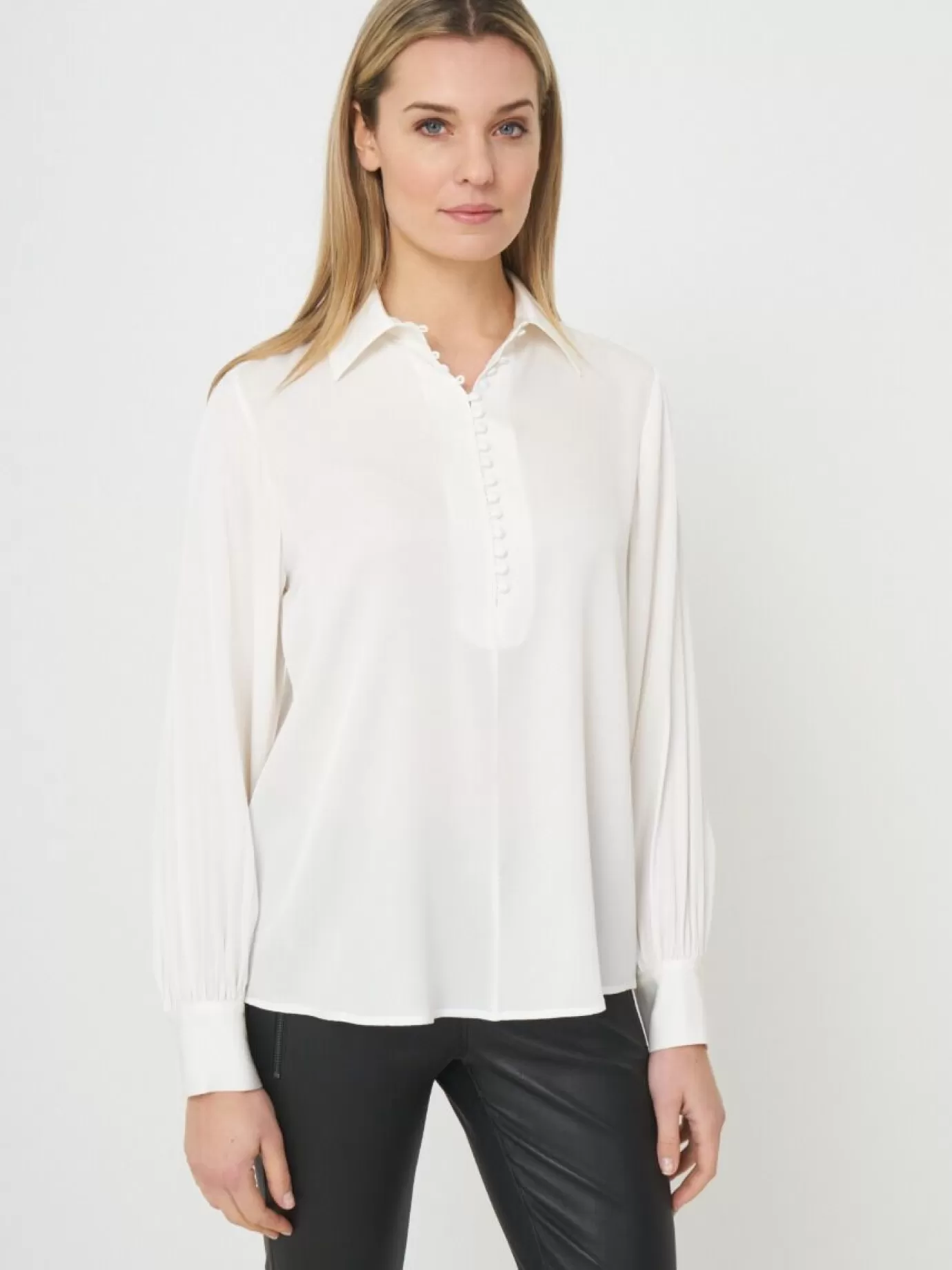 REPEAT cashmere Blouses<Zijden Overhemd Met Knoopsluiting Met Gestoffeerde Knopen Room