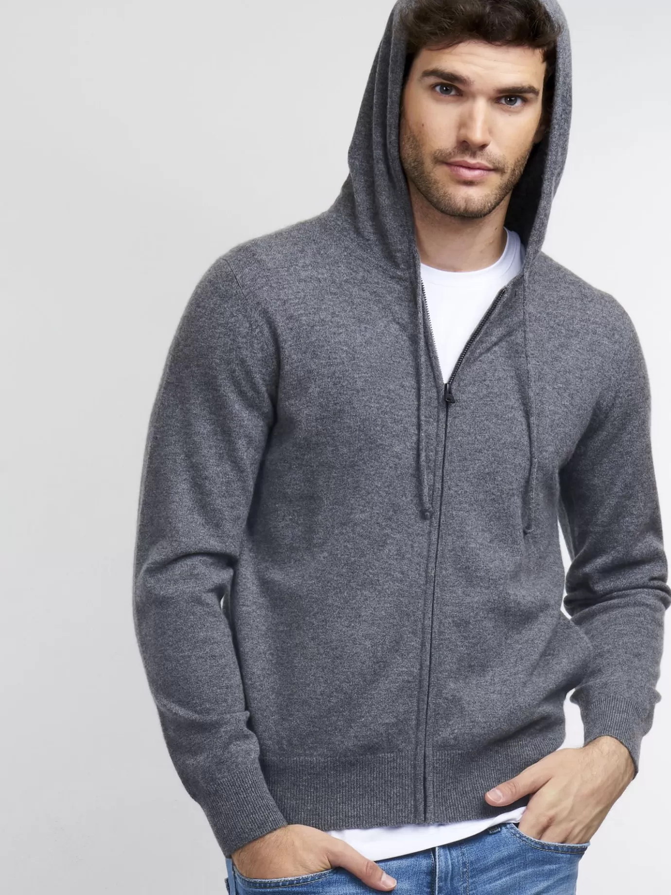 REPEAT cashmere Vesten<Zip-Hoodie Van Cashmere Middelgrijs