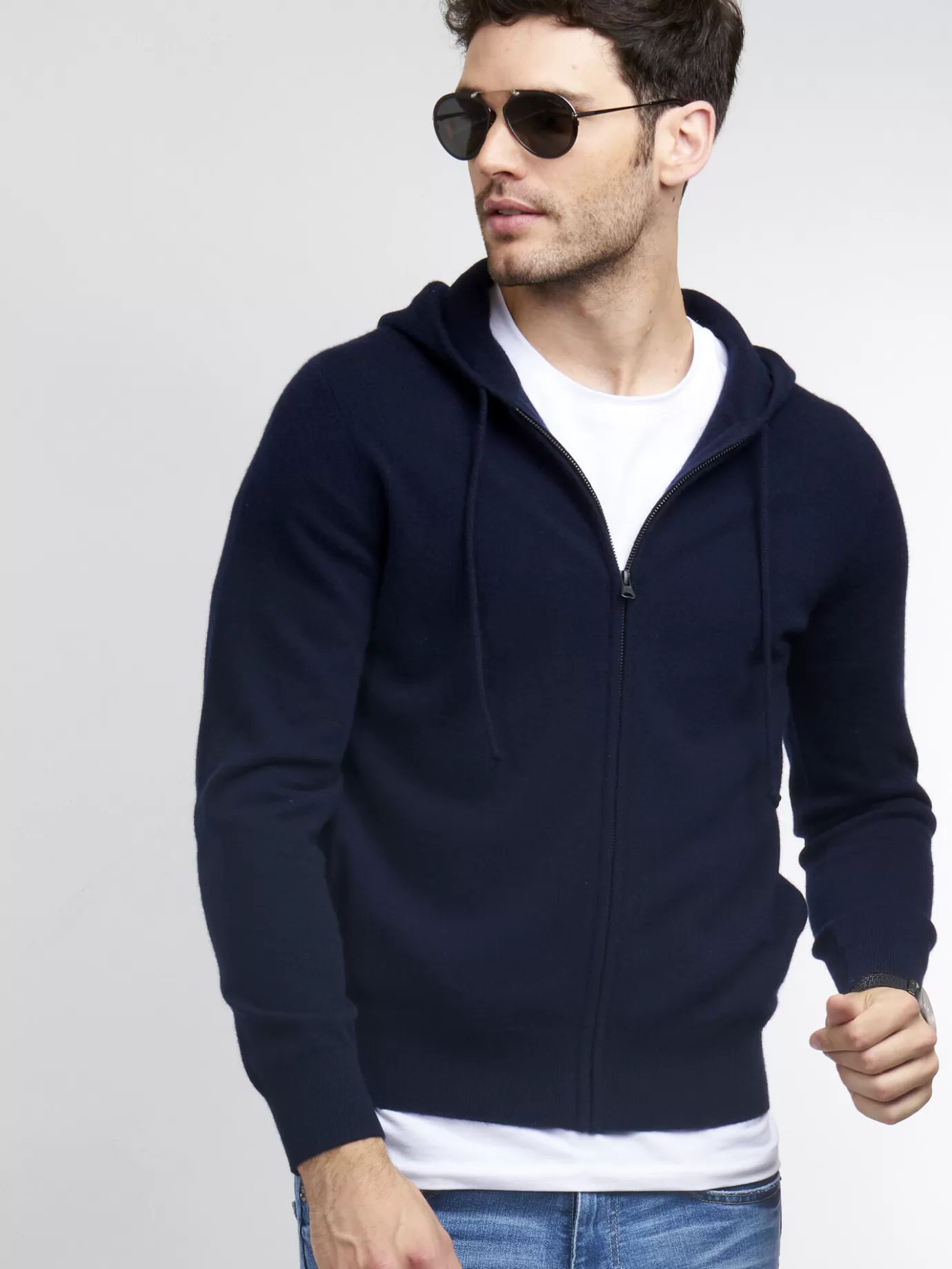 REPEAT cashmere Vesten<Zip-Hoodie Van Cashmere Marine